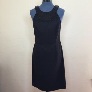 Connected Apparel Black Cocktail Dress w Sequin Bib Neckline Size 10